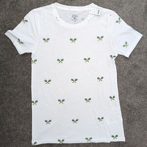 J. Crew white cotton Tshirt with tennis print size XXSmall